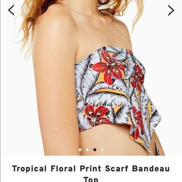 NWT TOPSHOP Tropical Floral Scarf Bandeau Crop Top - Picture 6 of 6